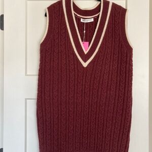 Amanda Uprichard Maroon Sweater Vest Dress Large